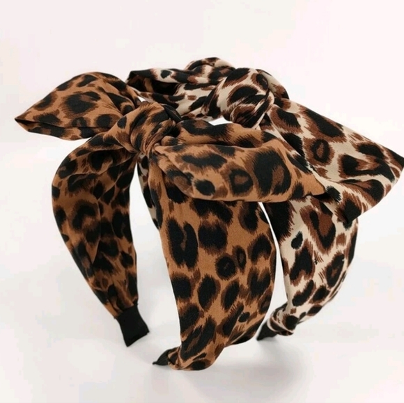 Ingrixy Accessories - Women's headband with leopard print and movable bow design set of 2
